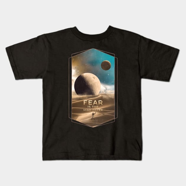 Dune Moons, Muad’Dib on Arrakis Kids T-Shirt by Dream Artworks